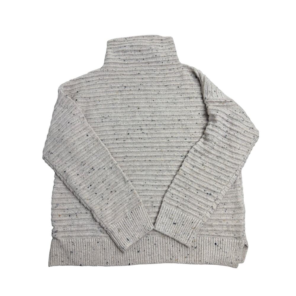 Madewell Speckled Mock Neck Sweater Women’s L Beige Wool Blend Cozy